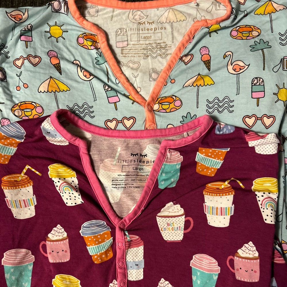 Little Sleepies women’s short sleeve pajama tops washed never worn!